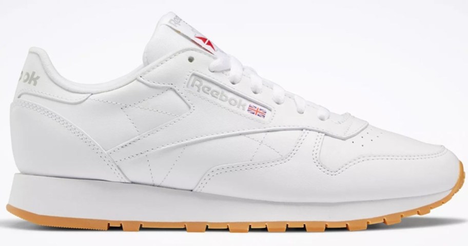 white leather reebok shoe