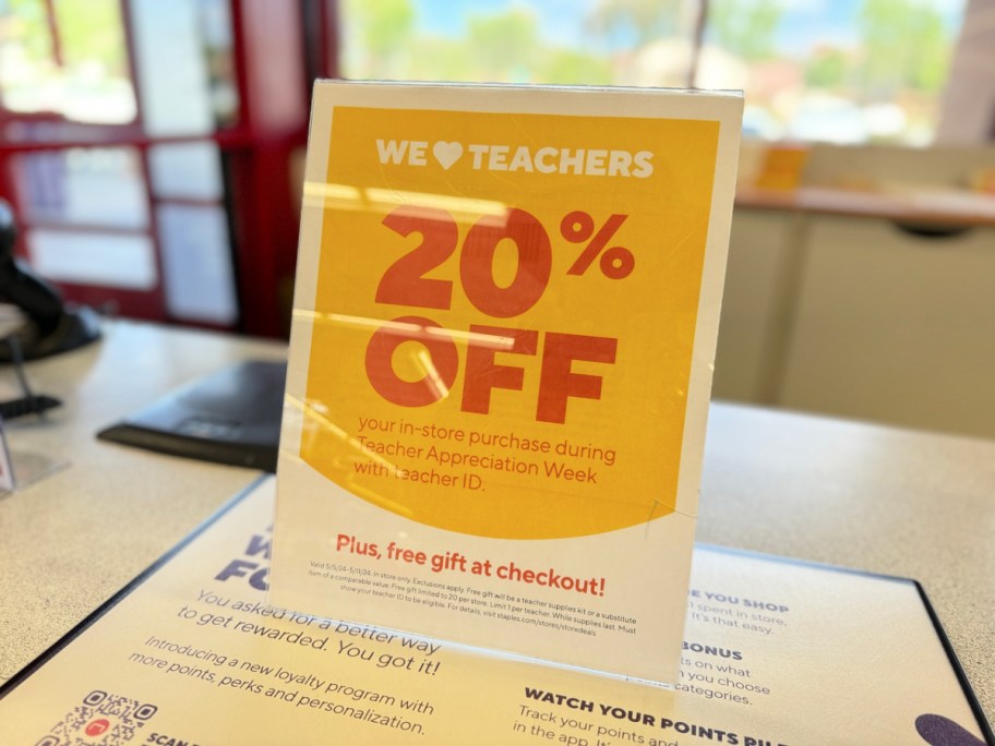 staples teacher discount sign