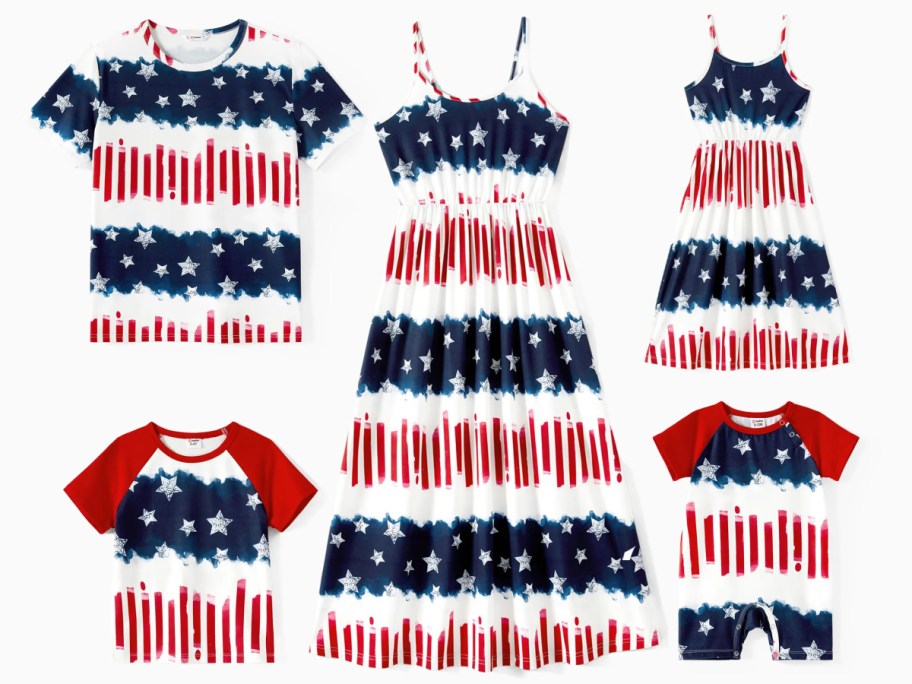 stock image of family matching July 4th outfit