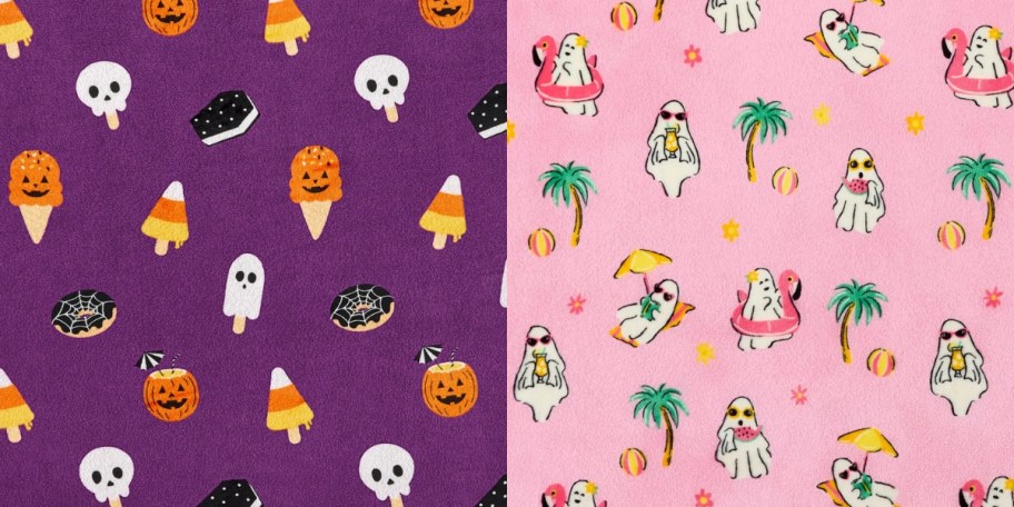 2 throw blanket prints with Summer Halloween designs