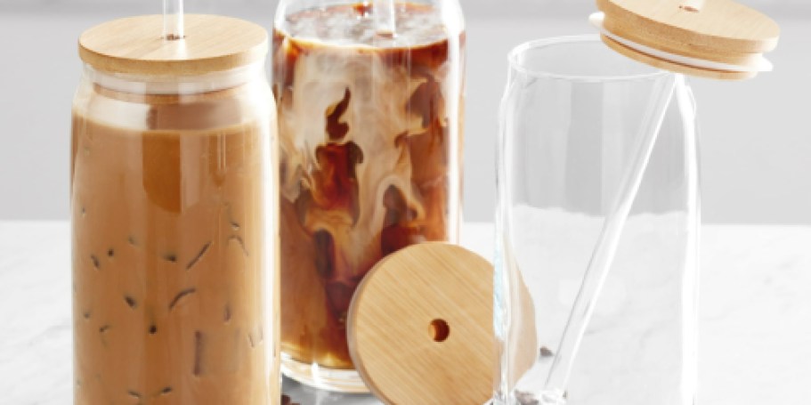 Mainstays Can-Shaped Glasses w/ Bamboo Lids 4-Pack Only $7.98 on Walmart.com