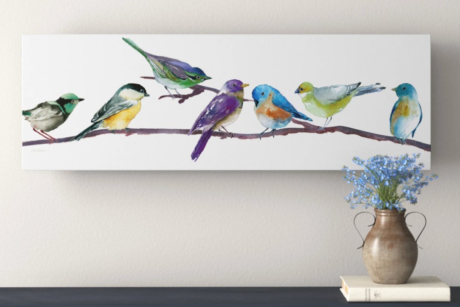 canvas print with birds on branch