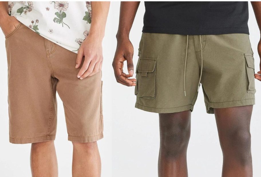 Stock images of 2 men wearing Aeropostale shorts