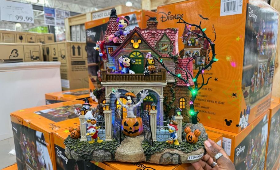 A Disney Halloween party house decor is on display at a Costco club.A Disney Halloween party house decor is on display at a Costco club.