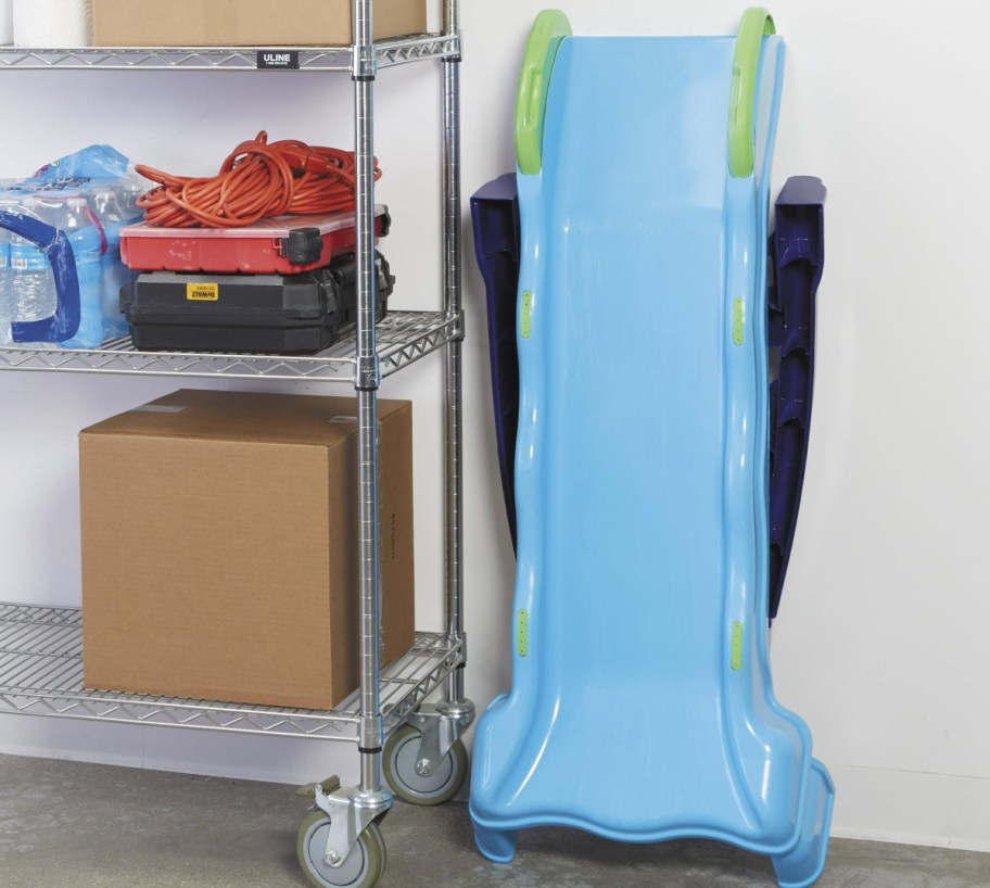 Folded slide next to storage