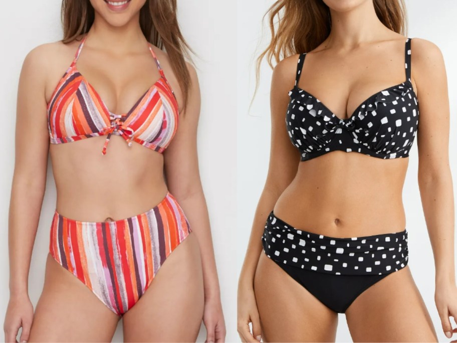 women wearing different colors and styles of bikinis