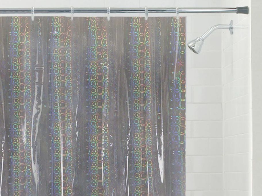 Iridescent Lightweight Geometric PEVA Shower Liner