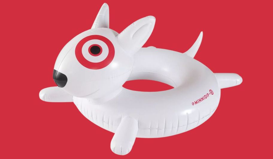 a bullseye ring float on a red background