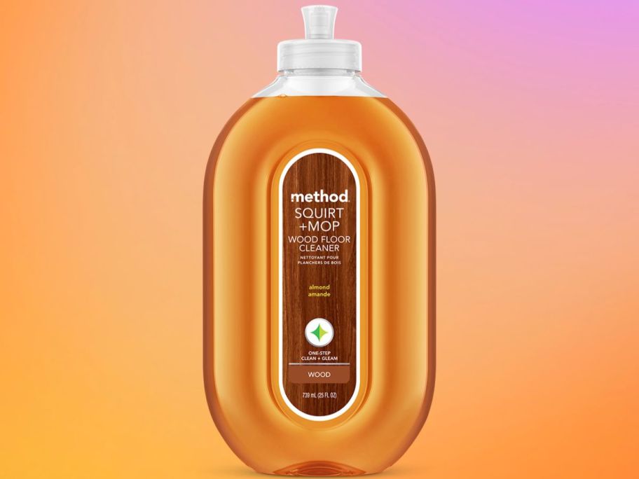 A bottle of Method Hardwood Floor Cleaner