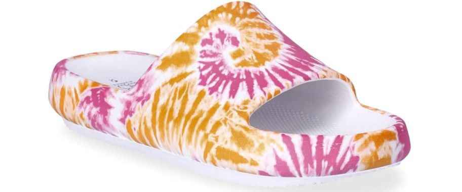 pink and orange tie dye slide sandal