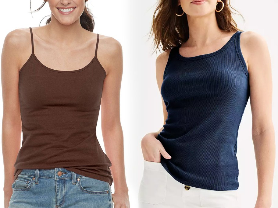 Sonoma Goods For Life Women's Everyday Camisole and Sonoma Goods For Life Women's Double Scoop Ribbed Tank Top