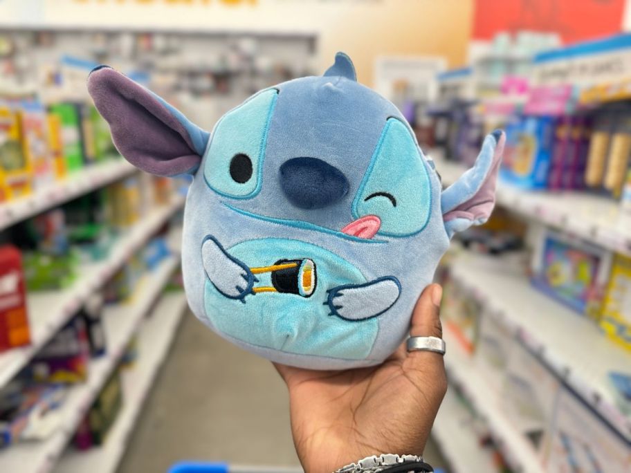 Squishmallows Stitch eating Sushi