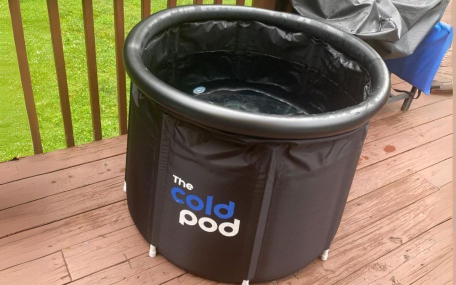 ice pod cold plunge bath on a deck