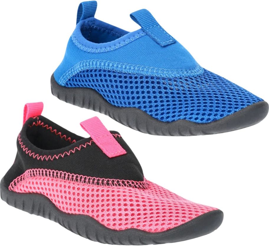 a pink and a blue kids aqua sock