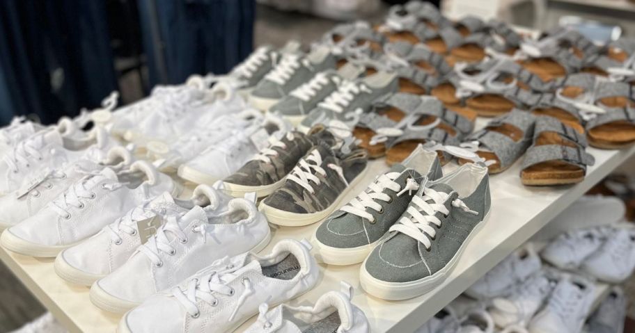 a display of maurices supercush sneakers at the store