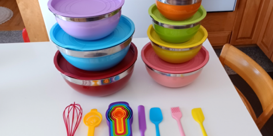 HUGE 26-Piece Mixing Bowl Set Only $21.49 Shipped on Amazon – Includes Bowls, Utensils & More!