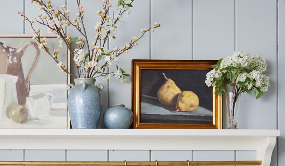 pottery barn pear still life in gold frame