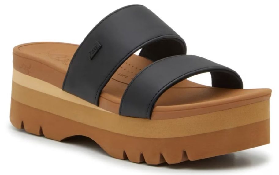 black Reef Banded Horizon Platform Sandal