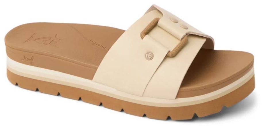 beige Reef Banded Horizon Buckle Slide Sandal