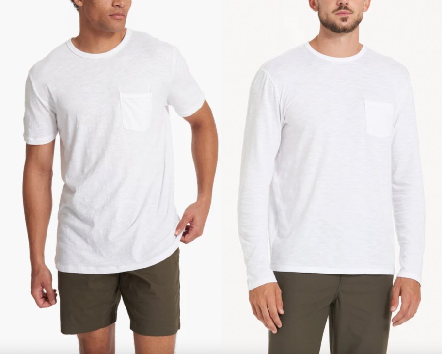 men in short and long sleeve tees