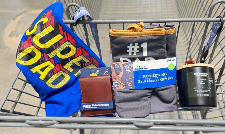 a cart filled with fathers day gifts