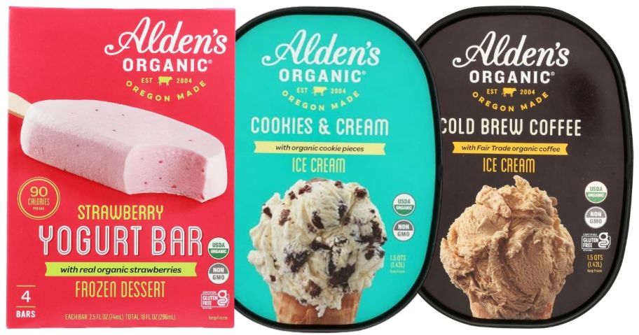 ALDENS Organic Low Fat Strawberry Yogurt Bar 4-Pack