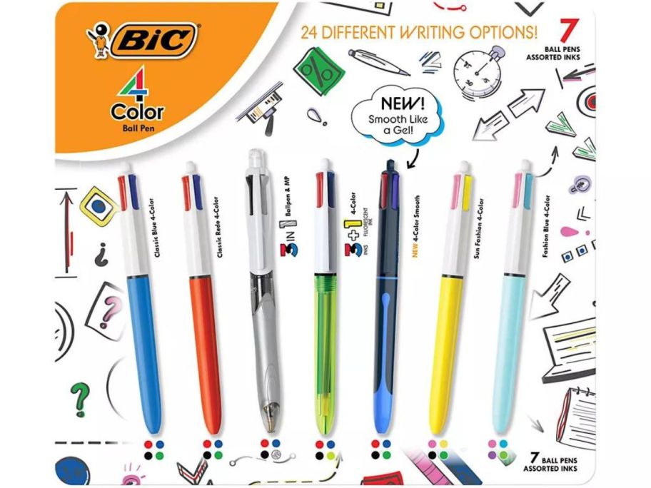 BIC 4-Color Retractable Ballpoint Pens Variety Pack 7-Count stock image
