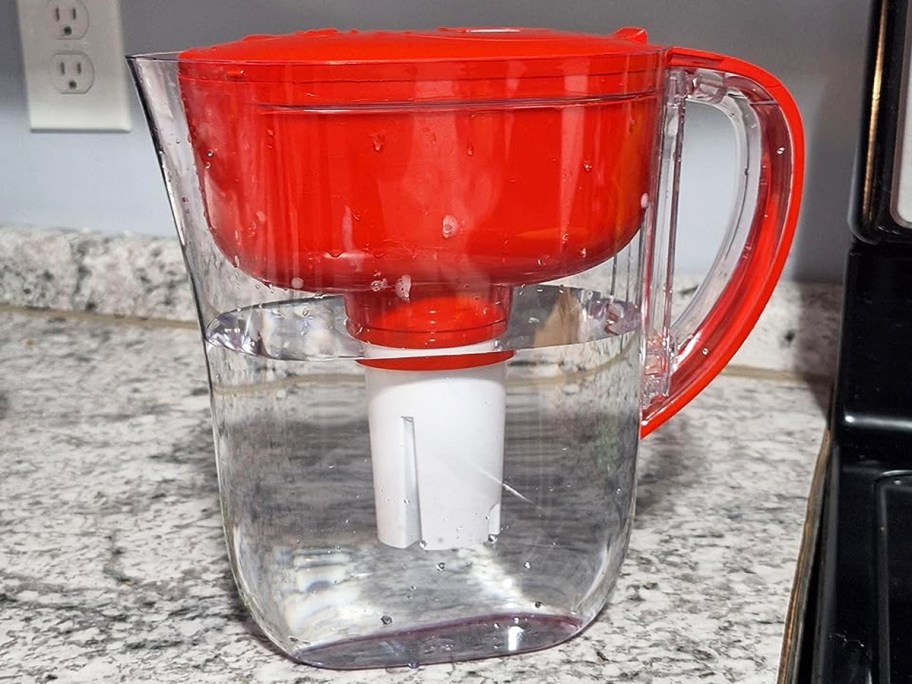 red brita water pitcher on counter