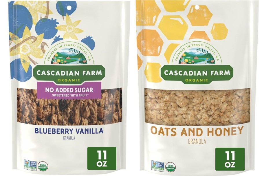 Cascadian Farms Organic Granola 11oz Bag in Blueberry Vanilla or Oats & Honey