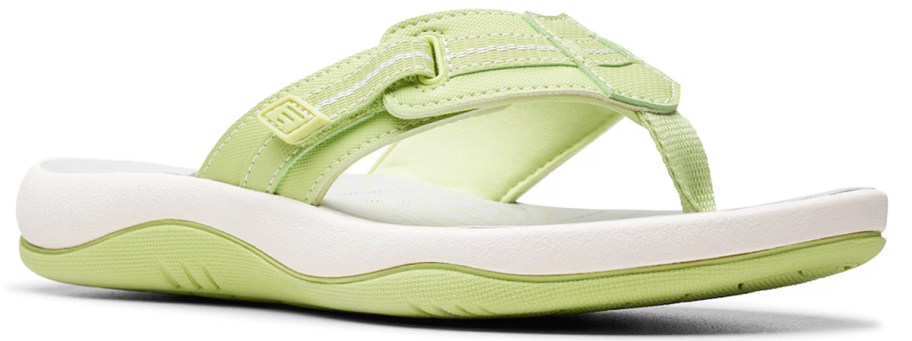 light green and white flip flop