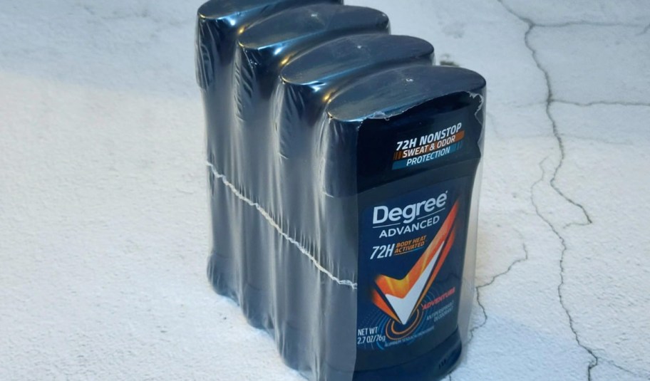 Degree deodrant fur pack displayed on table