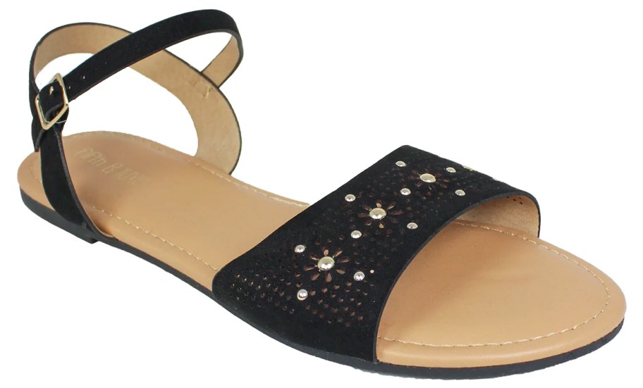 black sandal with gold studs