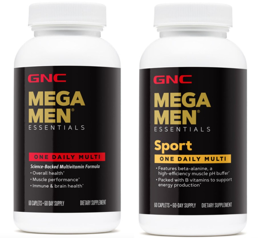 two mens vitamin bottles