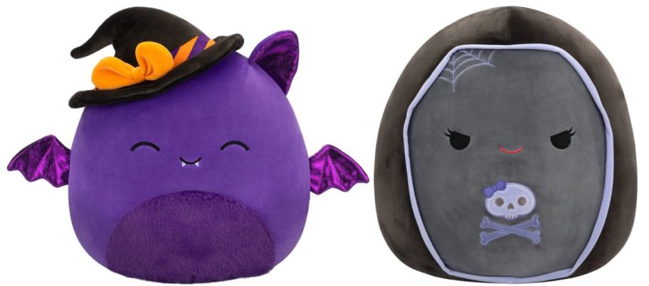 purple bat and coffin plush