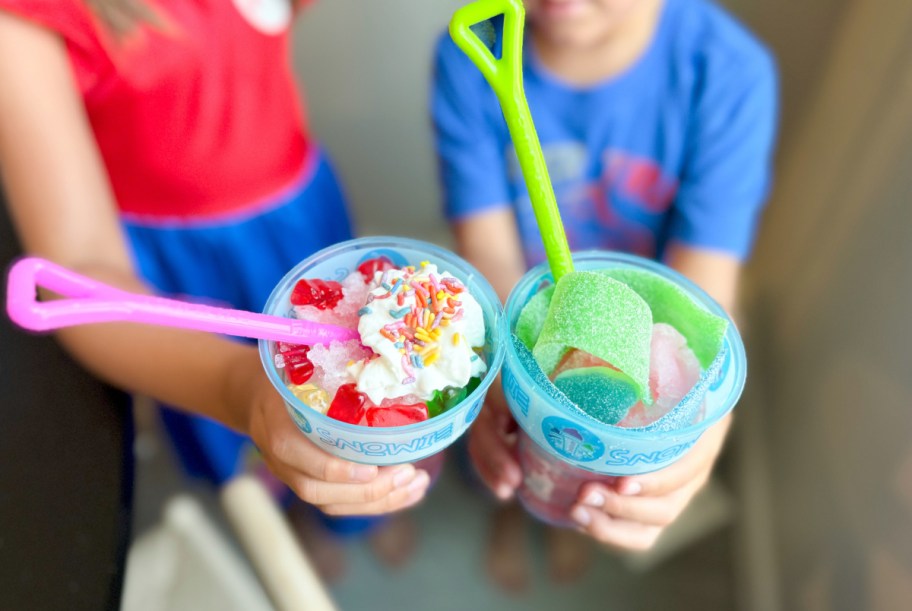 Kids with shaved ice treats in their hands