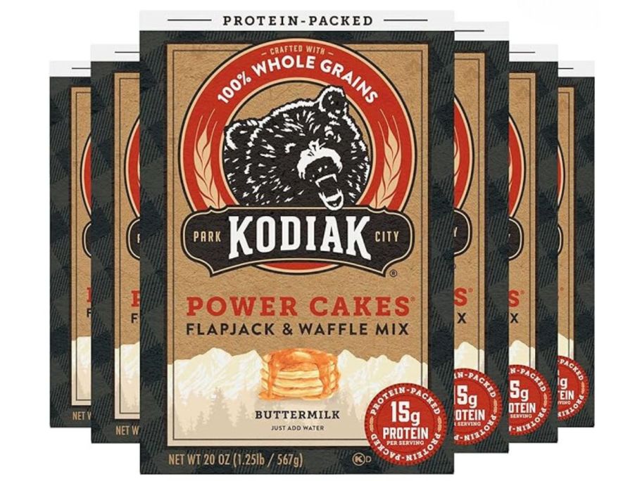 Kodiak Cakes Protein Pancake Power Cakes, Flapjack and Waffle Baking Mix, Buttermilk, 20 Oz 6 pack stock image