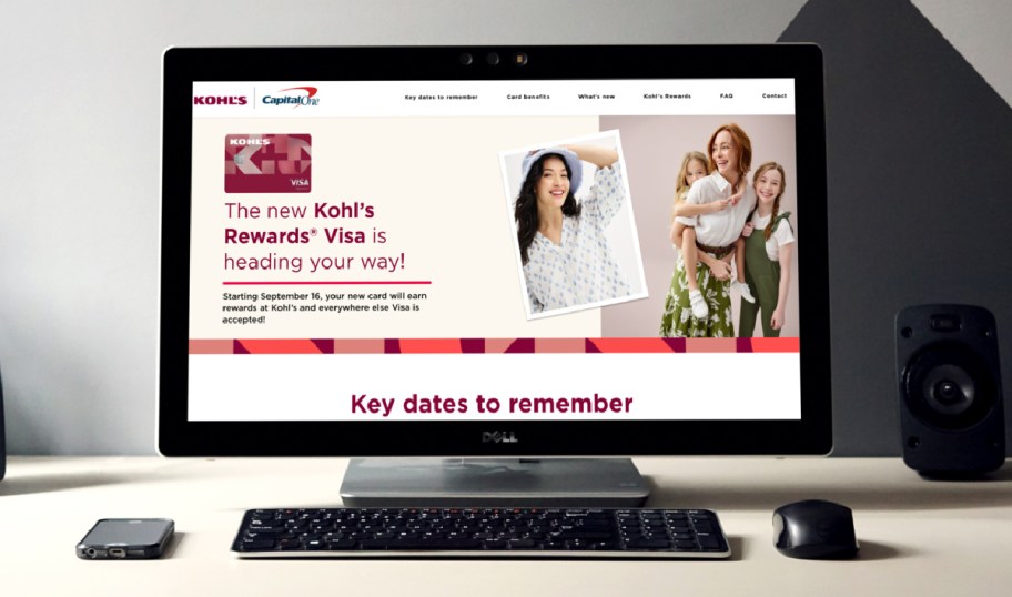 Kohls Rewards Visa shown on computer