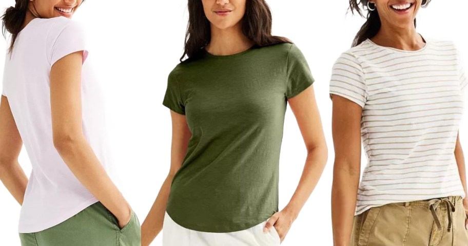 3 women wearing Kohl's Tees