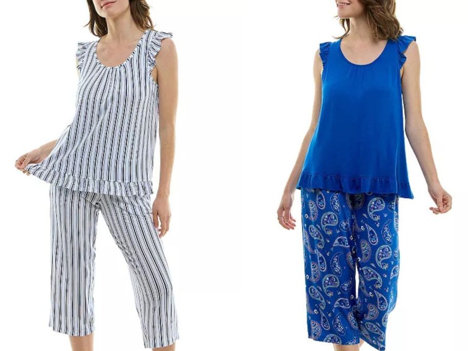 Croft & Barrow Ruffled Pajama Tank Top & Capri Pants Set