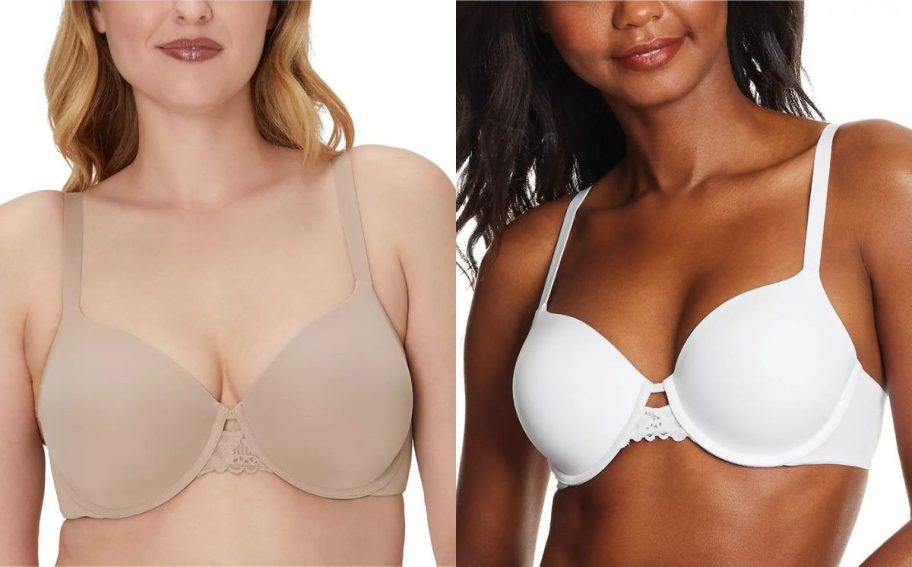 Stock images of two women wearing Maidenform One Fab Fit 2.0 T-Shirt Shaping Extra Coverage Underwire Bras