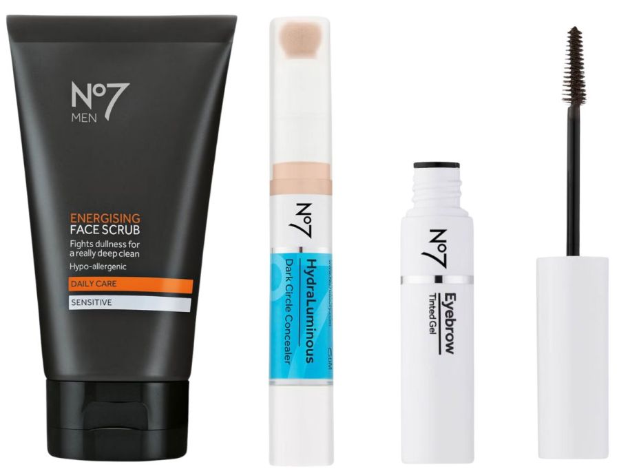 No 7 Face Scrub, Concealer, & Eyebrow Gel