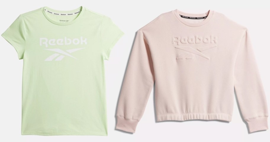 girls green shirt and pink sweatshirt