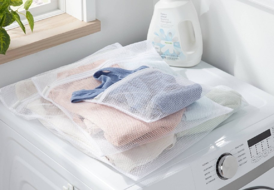 Separating bags on top of the laundry