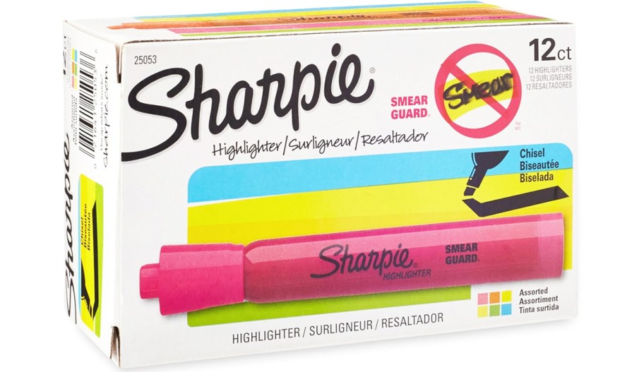 box of pink sharpie highlighters