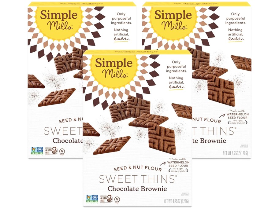 3 boxes of Simple Mills Chocolate Brownie Cookies