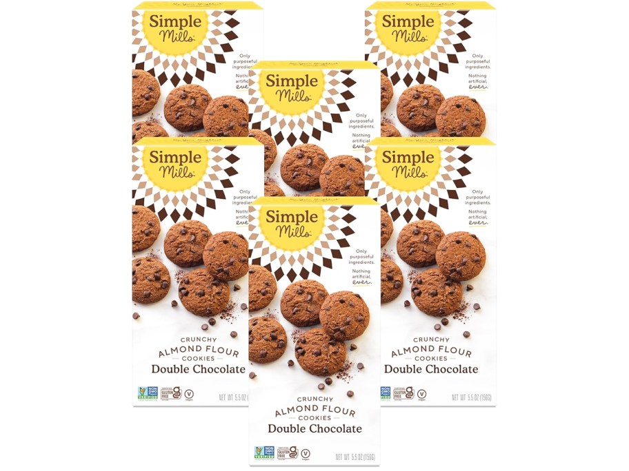 6 boxes of Simple Mills Crunchy Double Chocolate Chip Cookies