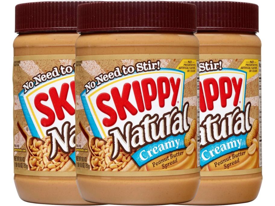 3 jars of Skippy Natural Creamy