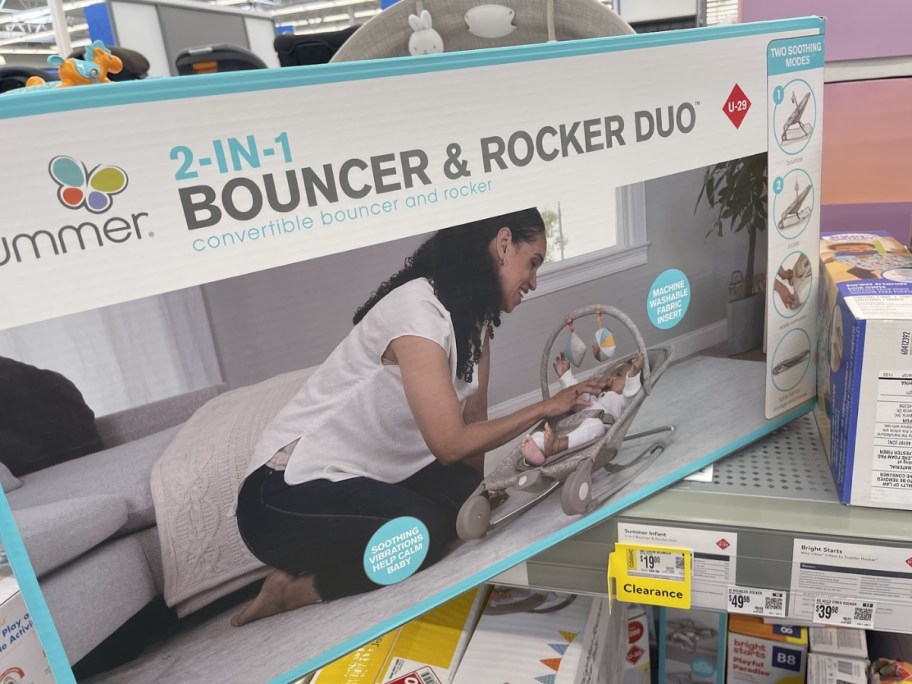 Summer by Ingenuity 2-in-1 Bouncer & Rocker box on store shelf