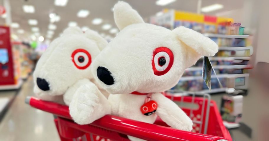 Target 10'' Bullseye Plush Dogs in cart in store