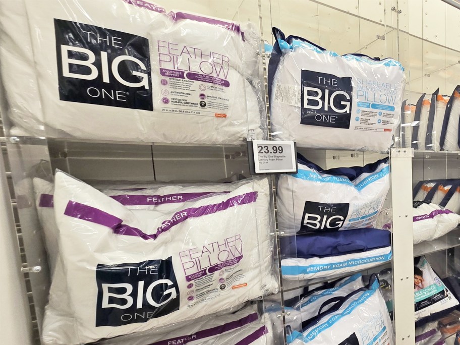 big one pillows on store display wall